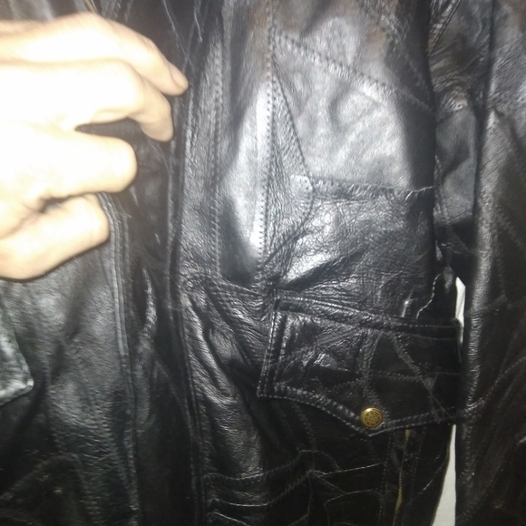Men's X large black leather bomber  jacket by Flight Path with nylon liner - Picture 3 of 5